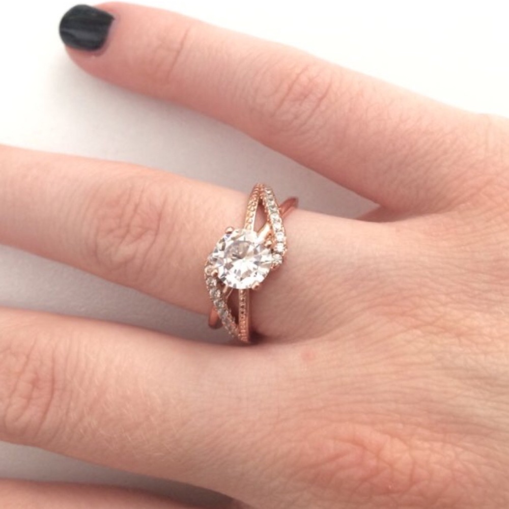Rose Gold Plated Engagement Ring.
